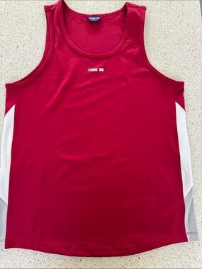 Men's Red Athletic Tank Top with White Side Panels